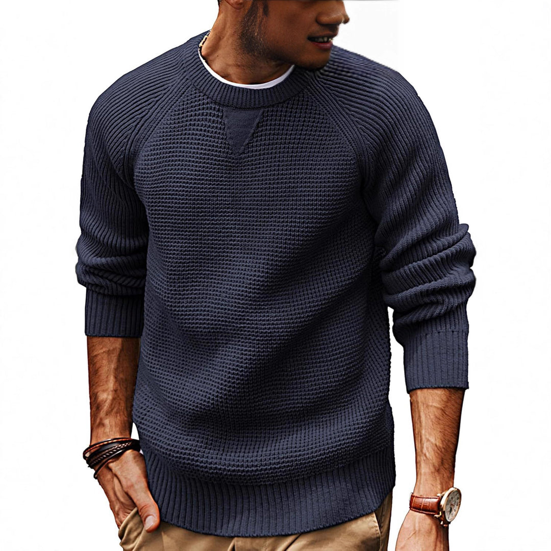 Herre strikkepullover med struktureret design Stilla