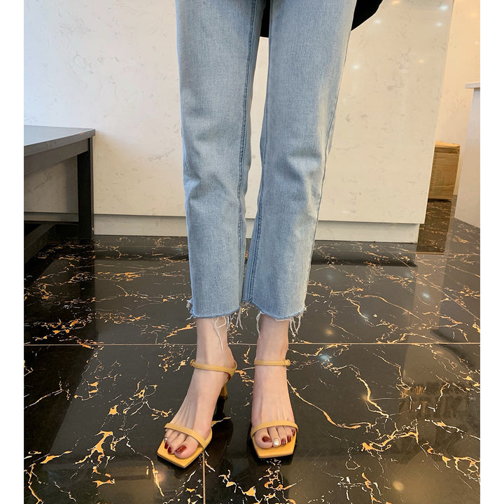 Dame elegante Slingback-hæle med kvadratisk tådesign Stilla