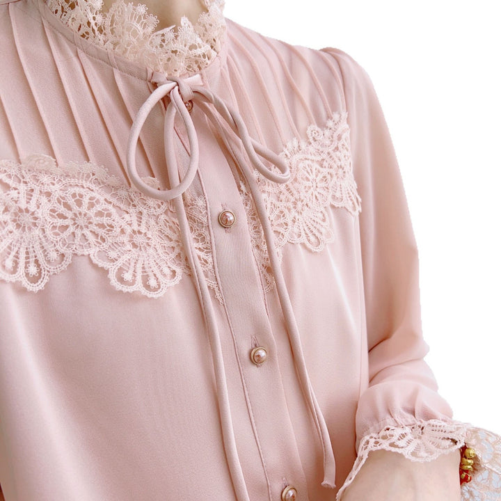 Dame elegant bluse med spids Stilla