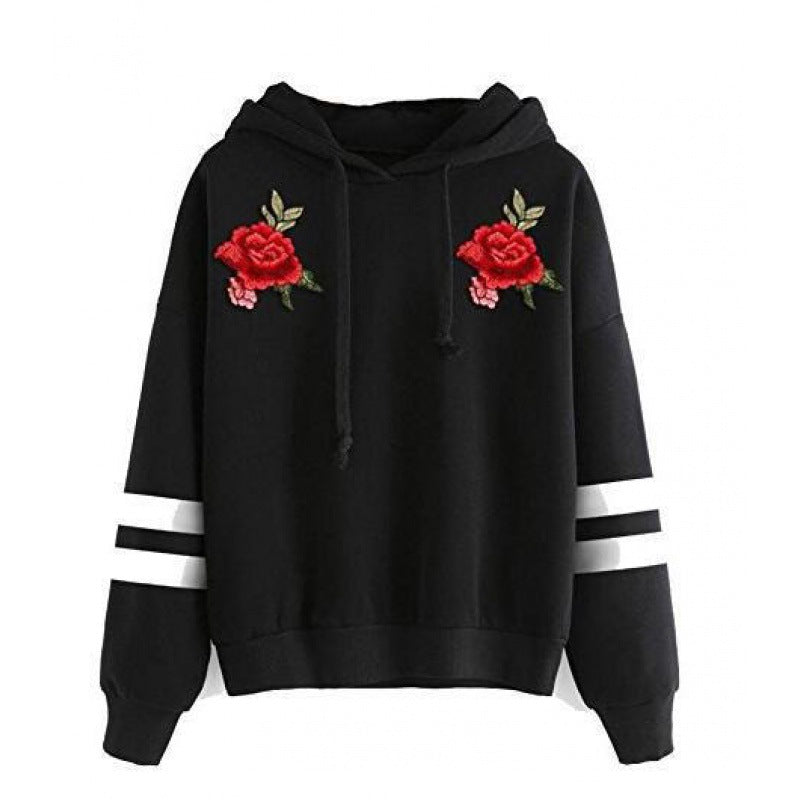 Kvinders sweatshirt med høj kvalitet ros broderi Stilla