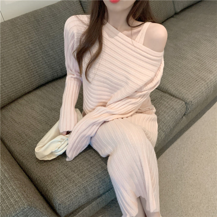 Femme Off-Shoulder Strik Lounge Sæt Stilla