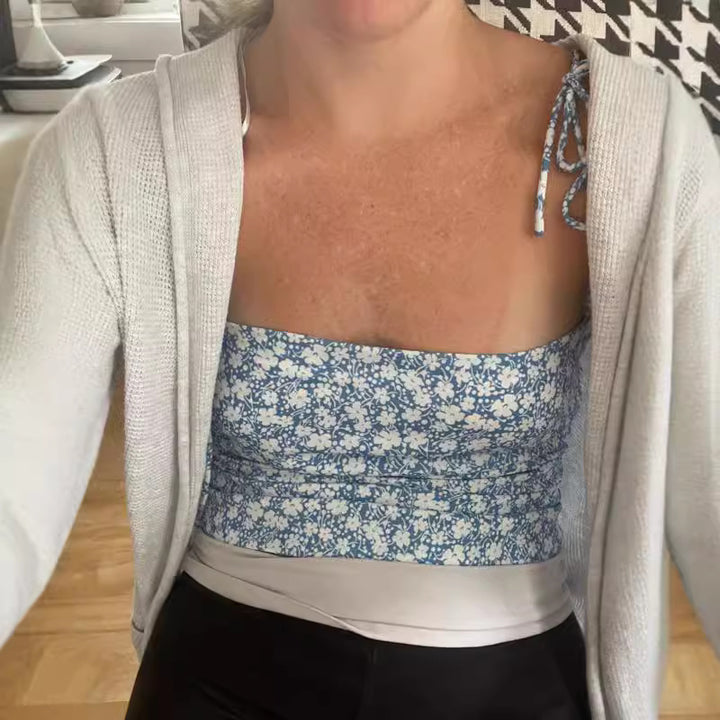 Femme Justerbare Spaghetti-strop Blomster top Stilla