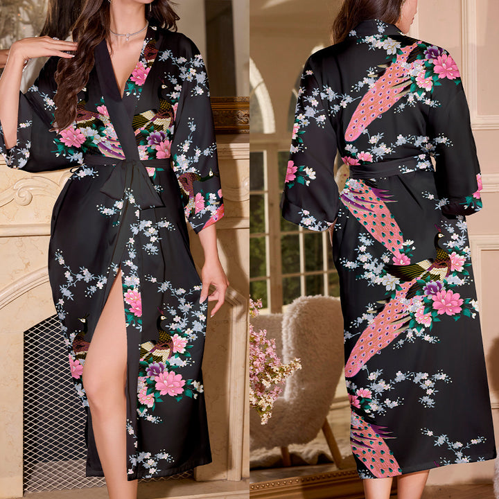 Dame Kimono-robe med blomstermønster Stilla