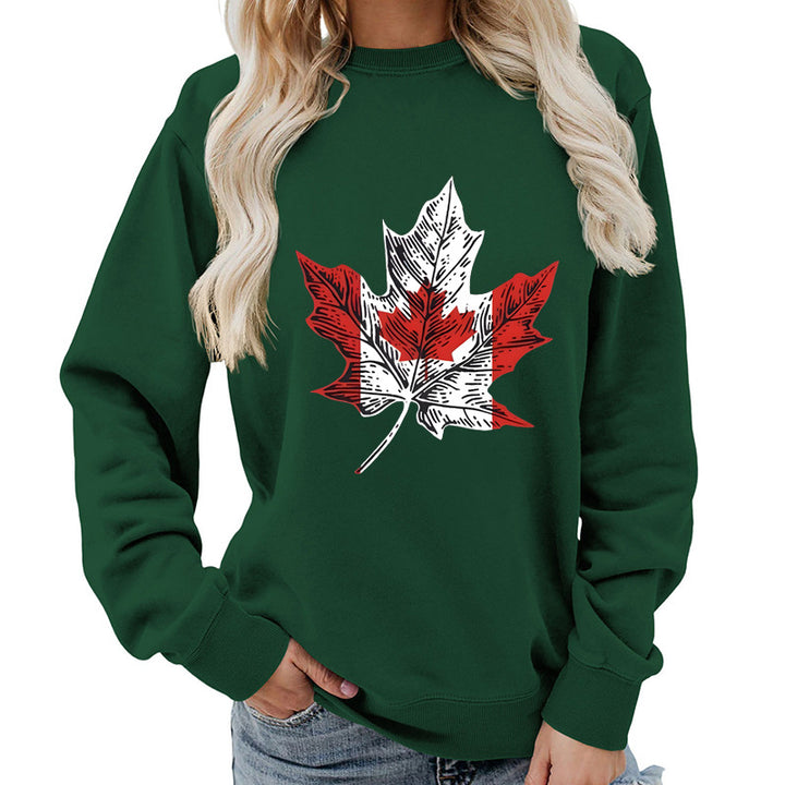 Kvinders sweatshirt med kreativt ahornbladmotiv og komfortabel pasform Stilla