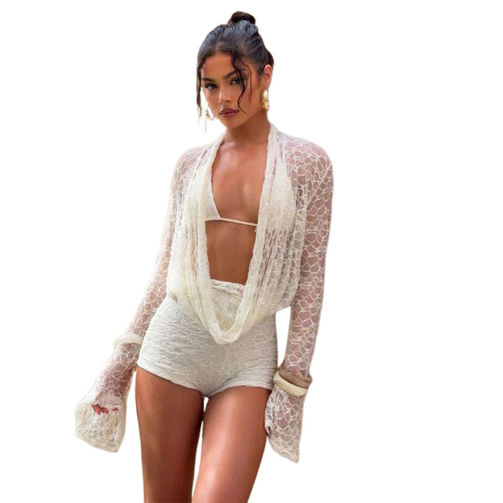 Damer Elegant og luftig strandtøj med transparent lace Skovae
