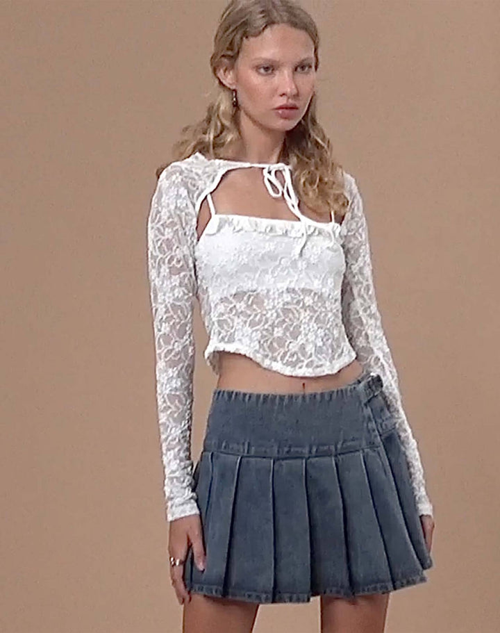 Damer Intricate Lace Langærmet Top Stilla