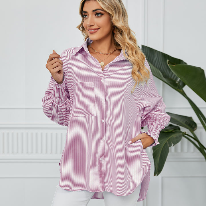 Damer casual oversized skjorte med striber Stilla