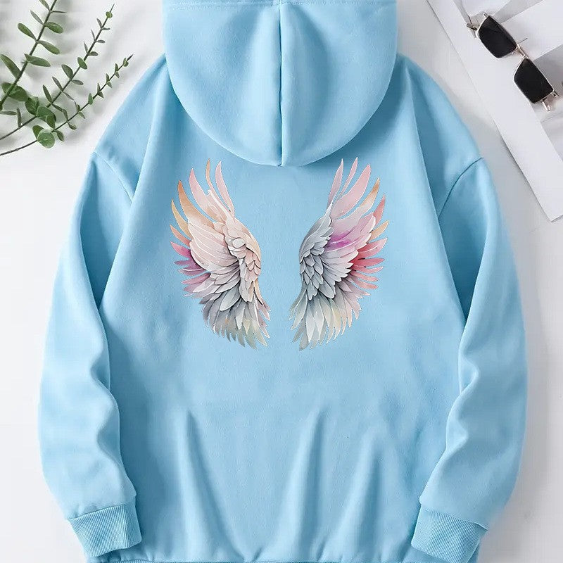 Kvinders hoodie med stilfuldt englevinge-design Skovae