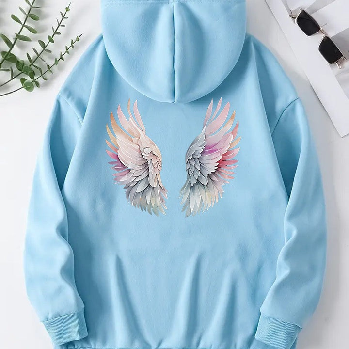 Kvinders hoodie med stilfuldt englevinge-design Skovae
