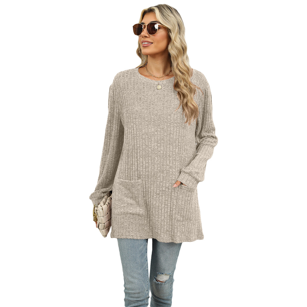 Dame Oversized Strikpullover med Sidelommer Stilla