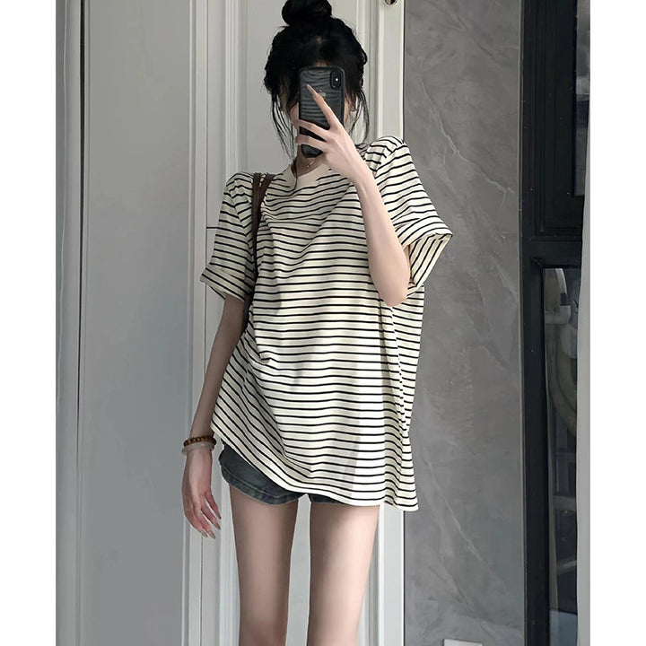 Femme Størrelser stribet T-shirt Stilla