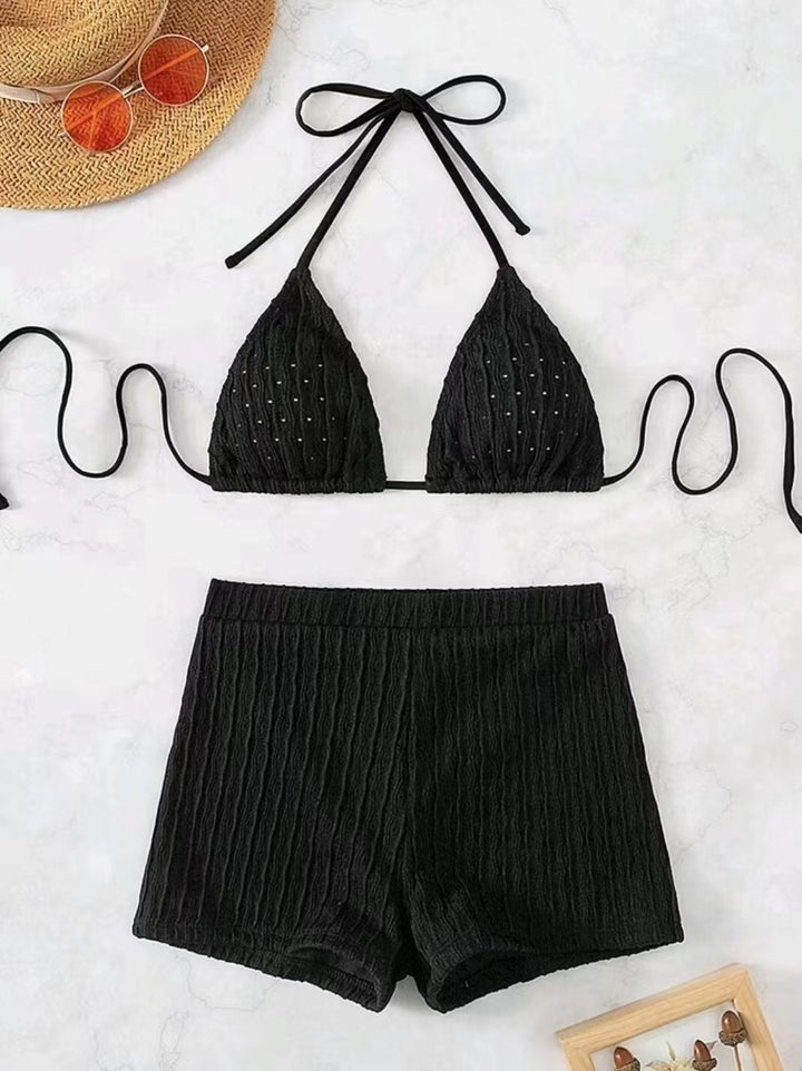 Dame bikini-sæt med foldet tekstur og moderne top Stilla