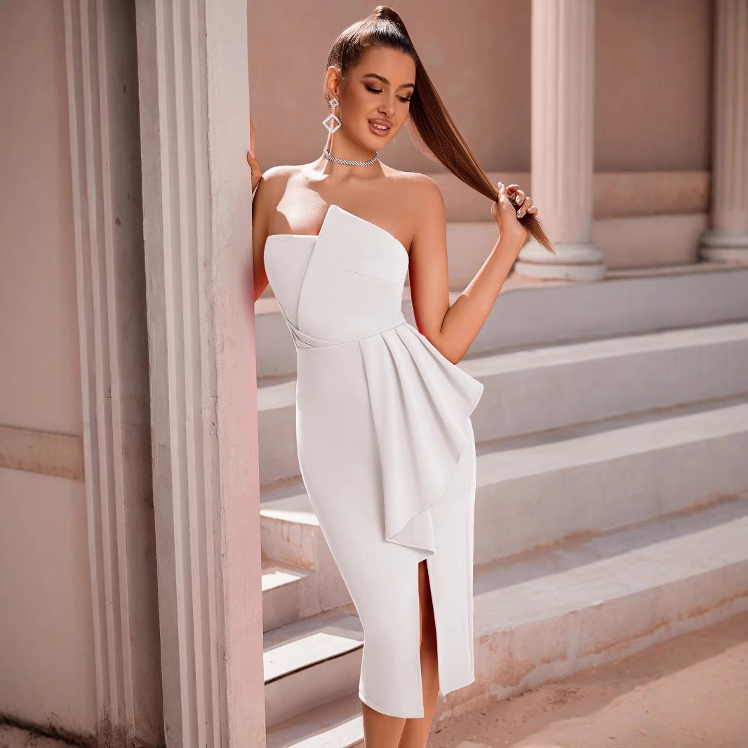 Dame Figurspillende Aftenkjole med asymmetrisk Draperingseffekt Stilla