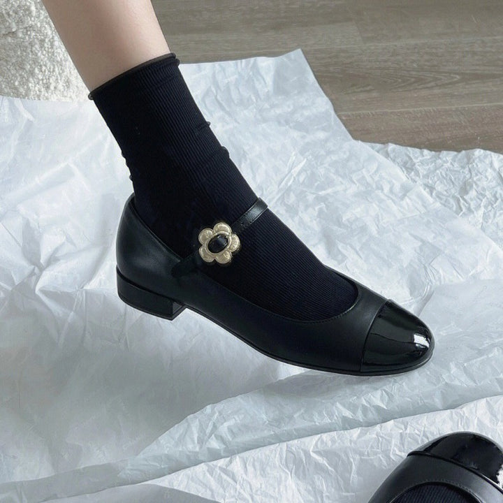 Dame Elegant Mary Jane Ballerinas med Pyntet Blomsterakcent Stilla