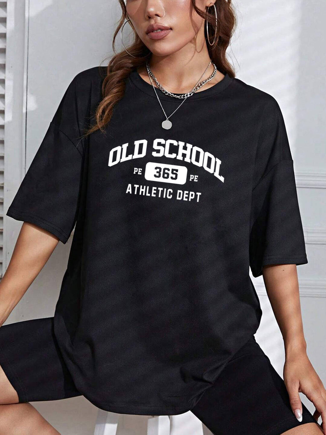 Dame oversized Atletisk T-shirt med kreativ grafisktryk Stilla