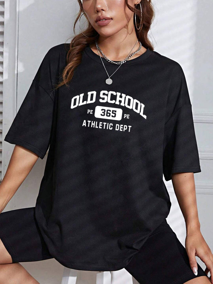 Dame oversized Atletisk T-shirt med kreativ grafisktryk Stilla
