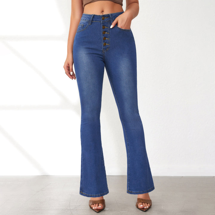 Dame Flared Jeans med knaplukning og høj talje Stilla