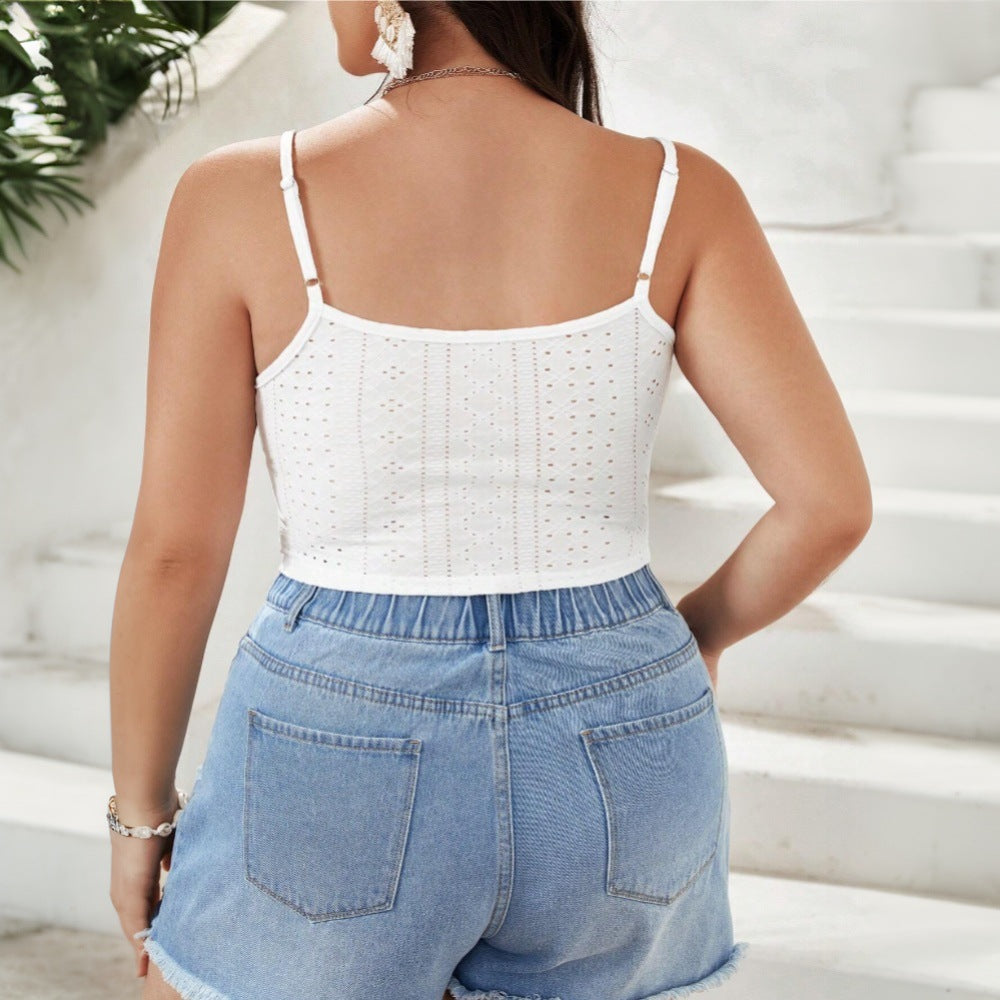 Dame Broderet Crop-Top Skovae