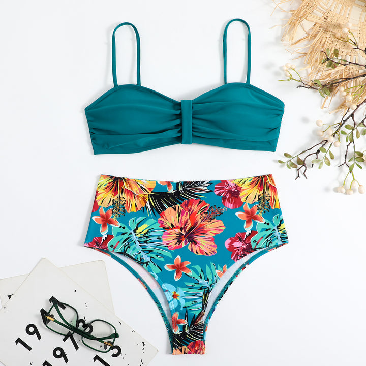 Dame bikinisæt med høj talje og blomstret design Stilla