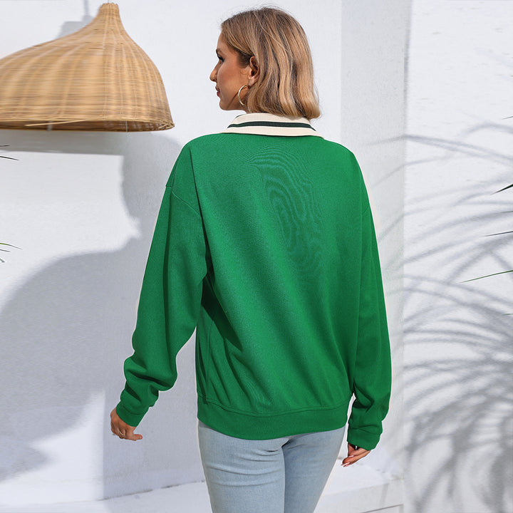 Kvinders sporty sweater med kontrastkrave Stilla