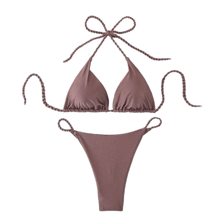 Dame triangel-bikini med flettede stropper Skovae