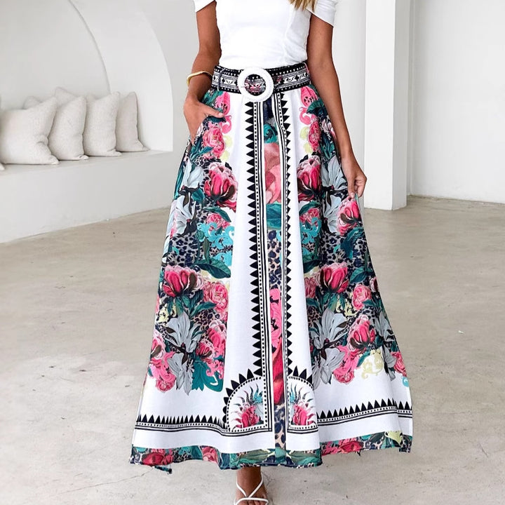 Dame maxi nederdel med blomsterprint Skovae