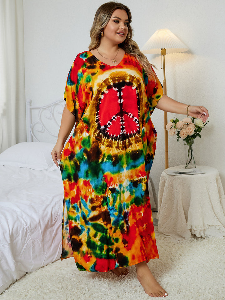 Dame Maxikjole med kunstnerisk mandala-mønster og vid snit Stilla