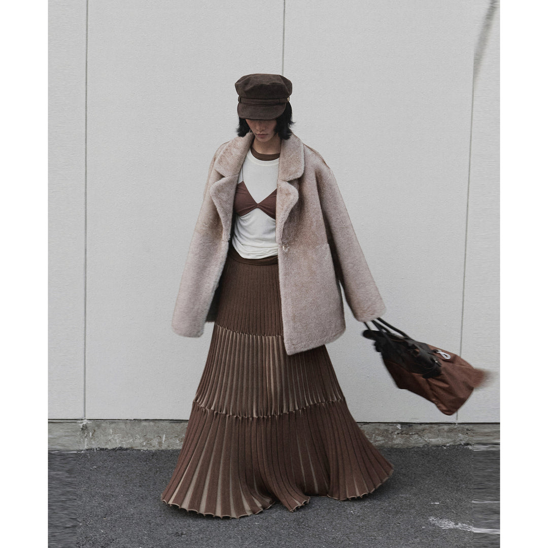 Dame trendy, krøllet midi-nederdel med elegant flair og fodlængde silhuet Stilla