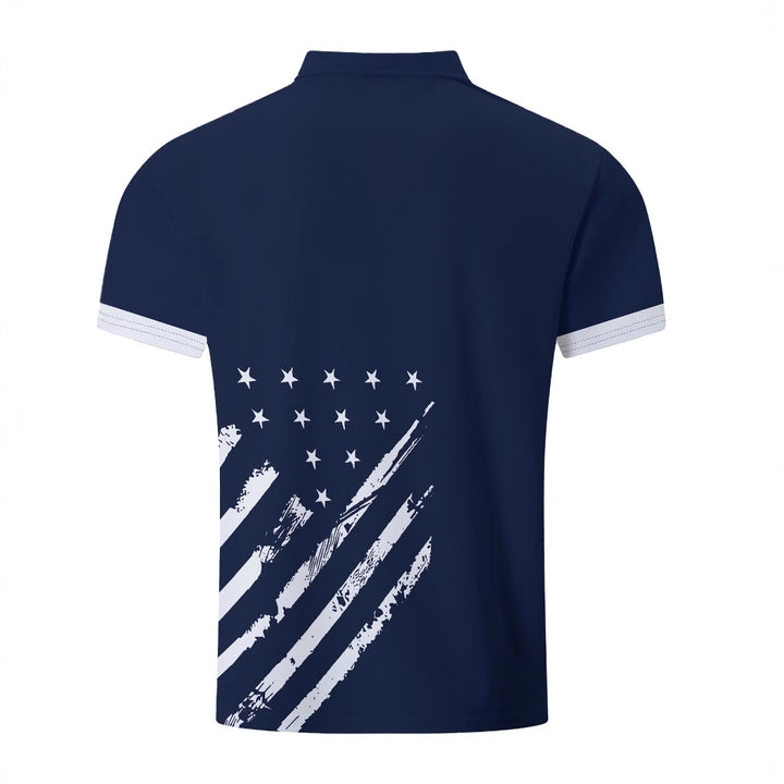 Herrer Poloshirt med dynamisk Stars-and-Stripes-design Stilla