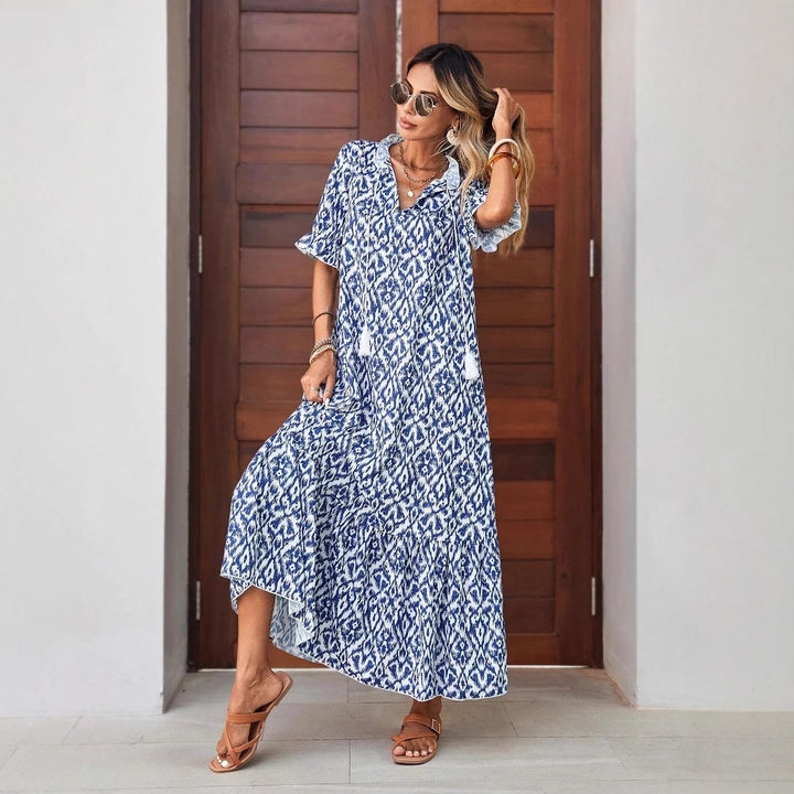 Dame Bohemian Maxi Kjole med lagdelt kant Stilla