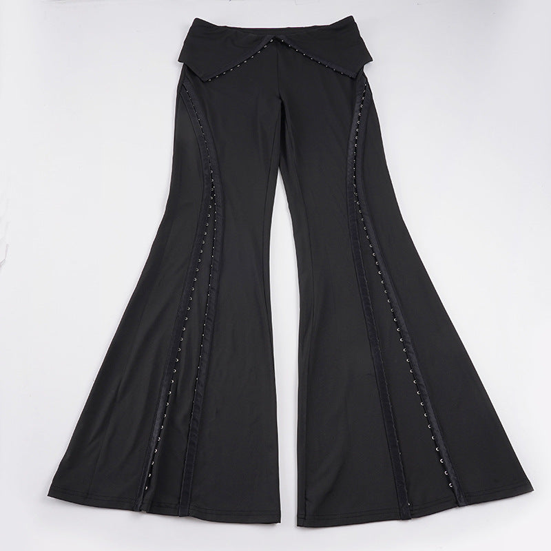 Dame Flared-Leggings med dekorative nitter Skovae