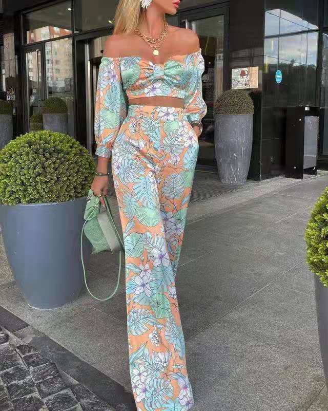 Dame Off-Shoulder Top med floralt print og afslappet pasform Stilla