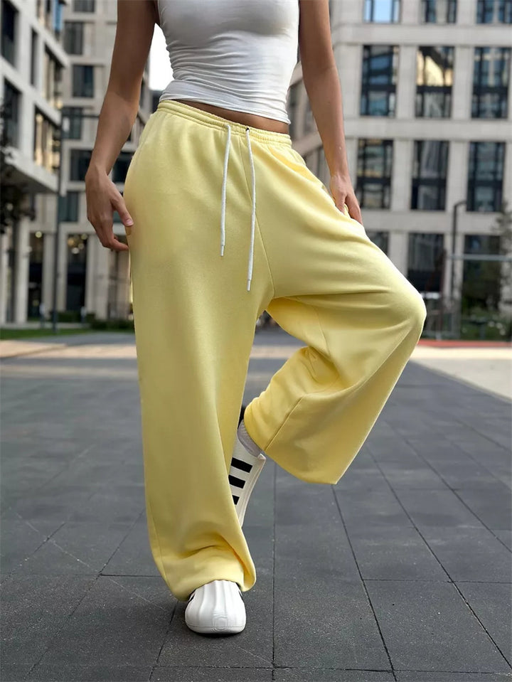 Dame casual sweatpants med høj talje og praktiske lommer