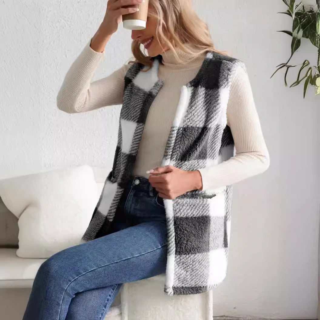Dame teddy pels vest i moderne ternet design Stilla