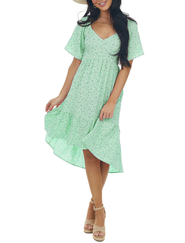 Dame Floral Print Hi-Low Midi Kjole Stilla