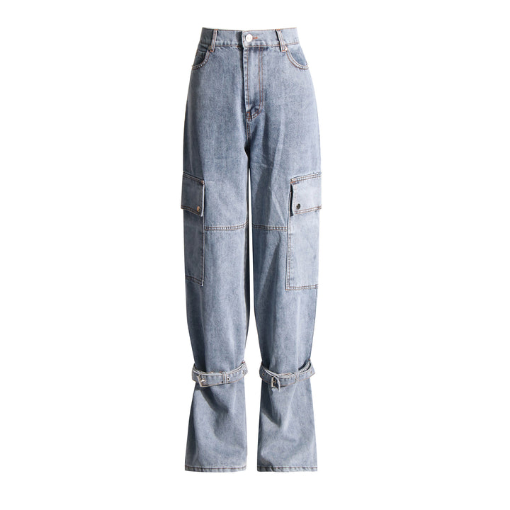 Dame cargo-jeans med praktiske sidelommer og afslappet snit Stilla