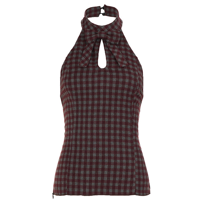 Damen elegantes Haltertop mit verspieltem Schleifen-Detail Skovae