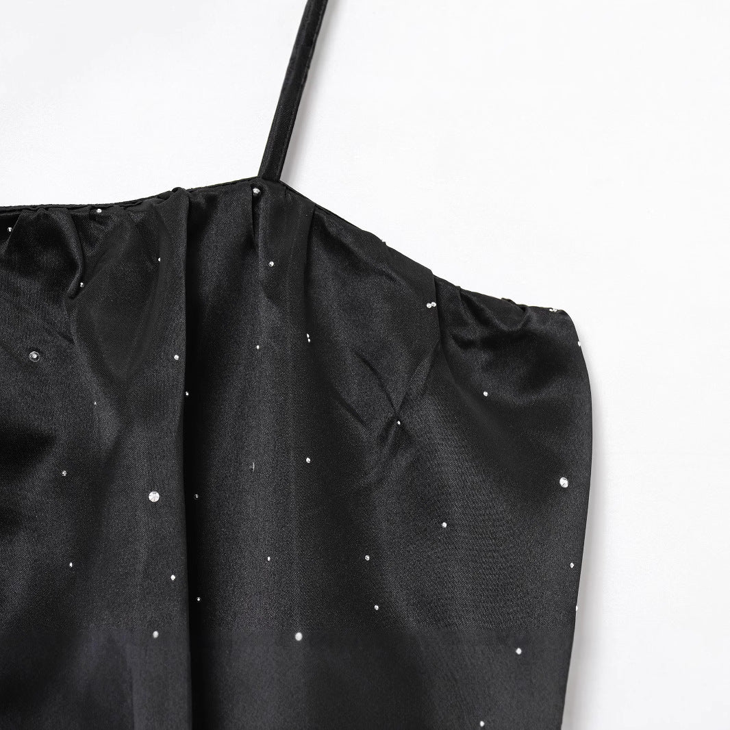 Femme Puffærmet Satin-Crop-Top Stilla