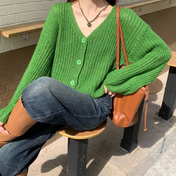 Kvinders casual cardigan lavet af chunky strik med praktiske knapper Stilla