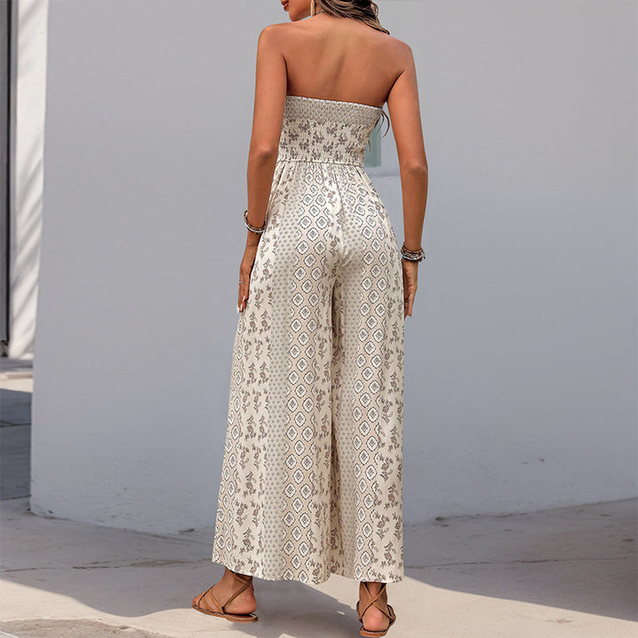 Femme Bohemian Strapless Maxikjole med elegant bundet bælte Stilla