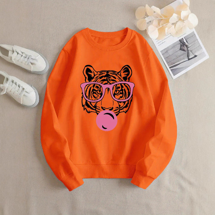 Kvinders sweatshirt med kreativ tiger design og afslappet snit Stilla