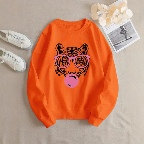 Kvinders sweatshirt med kreativ tiger design og afslappet snit Stilla