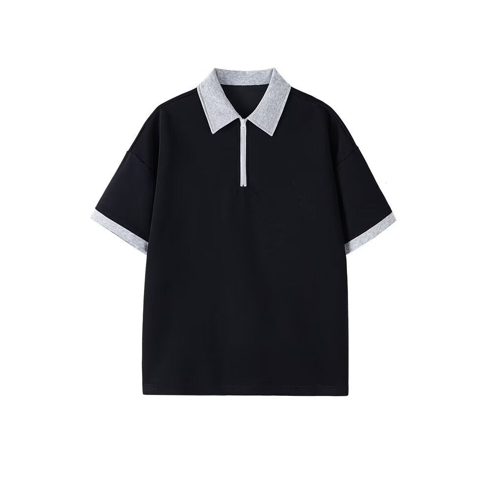 Herrer Poloshirt med moderigtigt lynlåsdetaile og kontrasterende krave Stilla