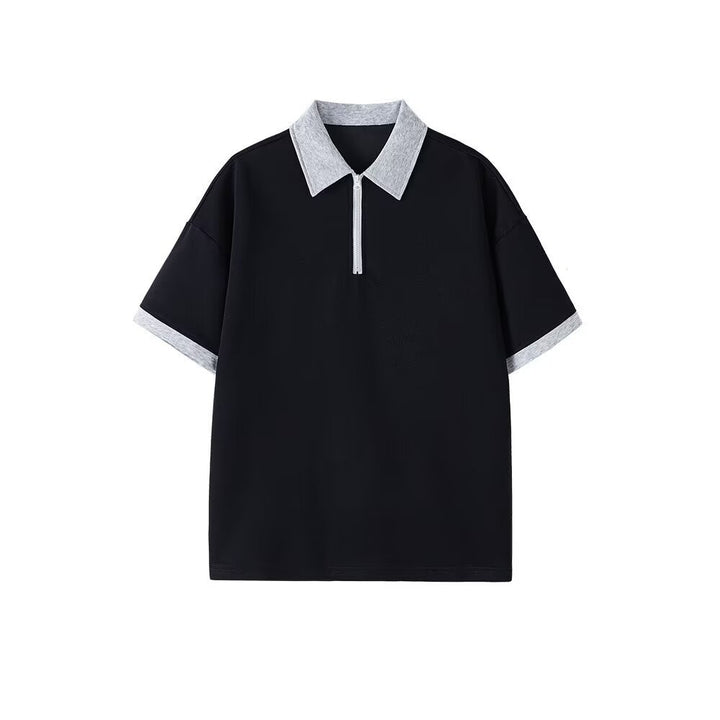 Herrer Poloshirt med moderigtigt lynlåsdetaile og kontrasterende krave Stilla