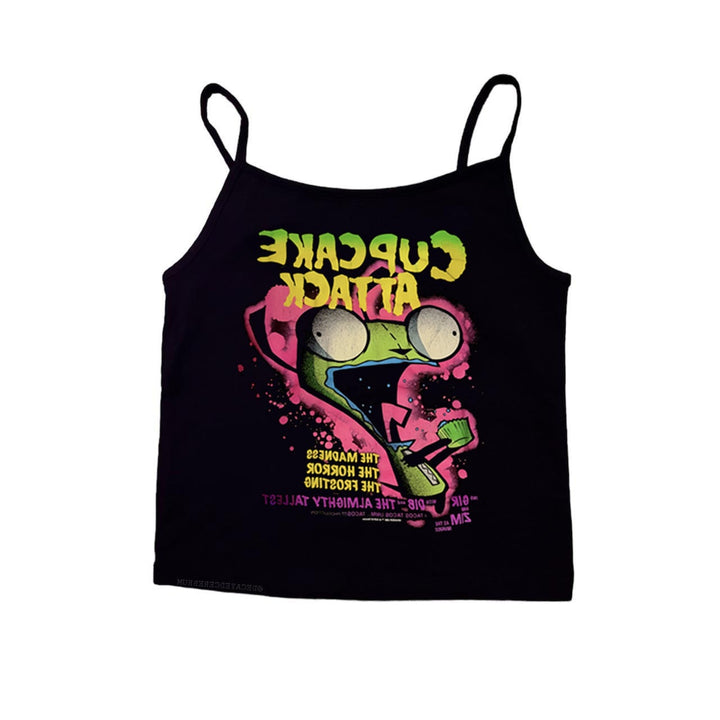 Dame T-shirt med kreativ cupcake-motiv og moderne print Skovae