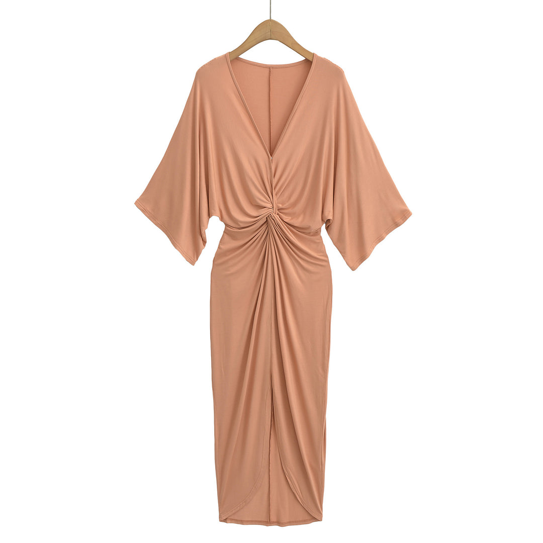 Damer elegant Midikjole med raffinerede draperinger og flatterende snit Stilla