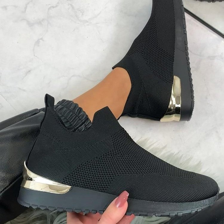 Dame High-Performance sneakers med åndbart strik-overflade og moderigtig hæl Stilla