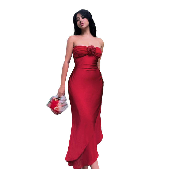 Damer Strapless Floral Udsmykket Maxikjole Stilla