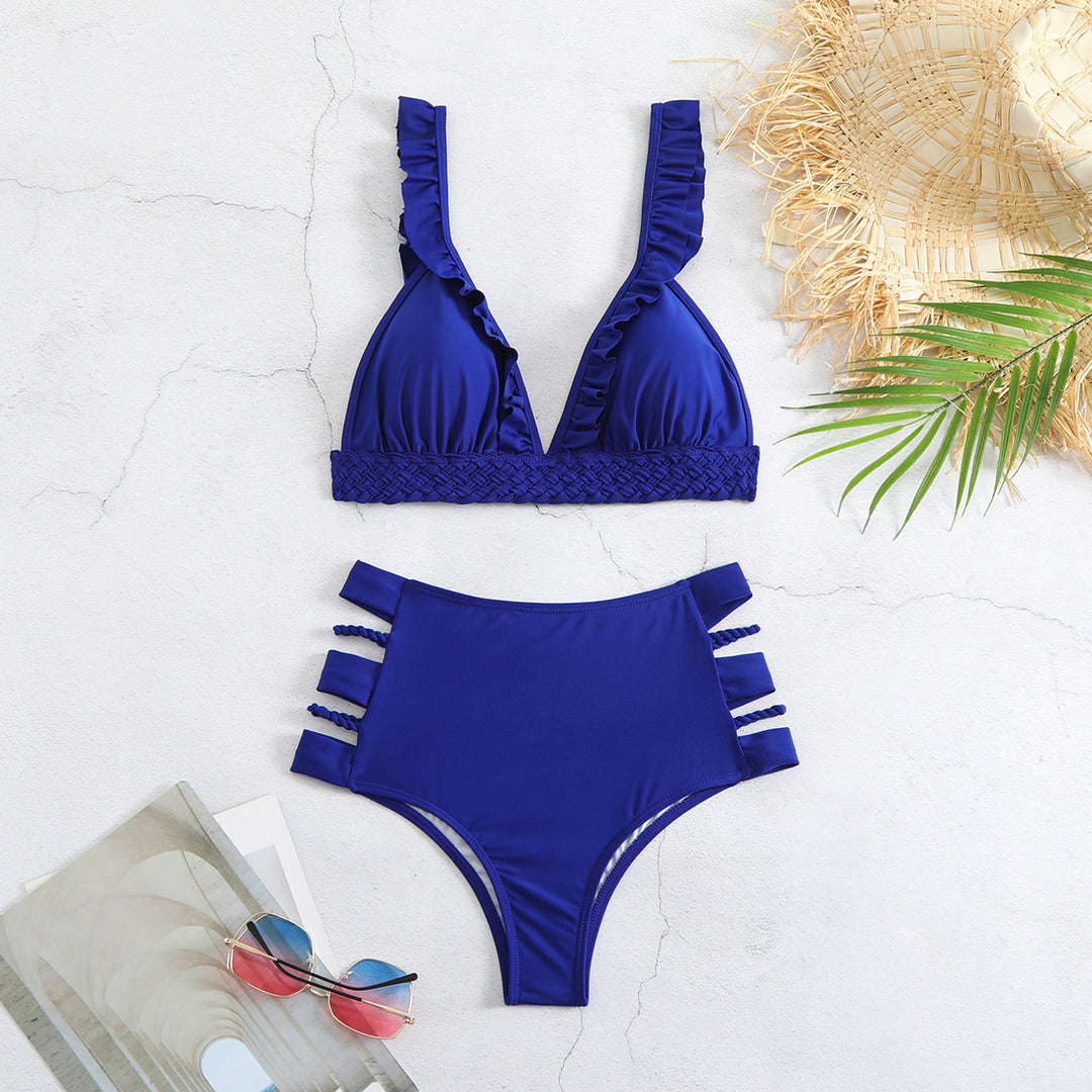 Dame Bikini-sæt med legende flæse-design og elegante snøre-detaljer Stilla