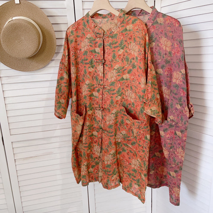 Femme Floral Print Let Kimono Kjole Stilla